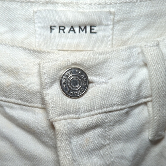 Frame Denim Le Original Women's White Jeans Straight Leg Crop Button Fly Size 26 - Picture 2 of 7